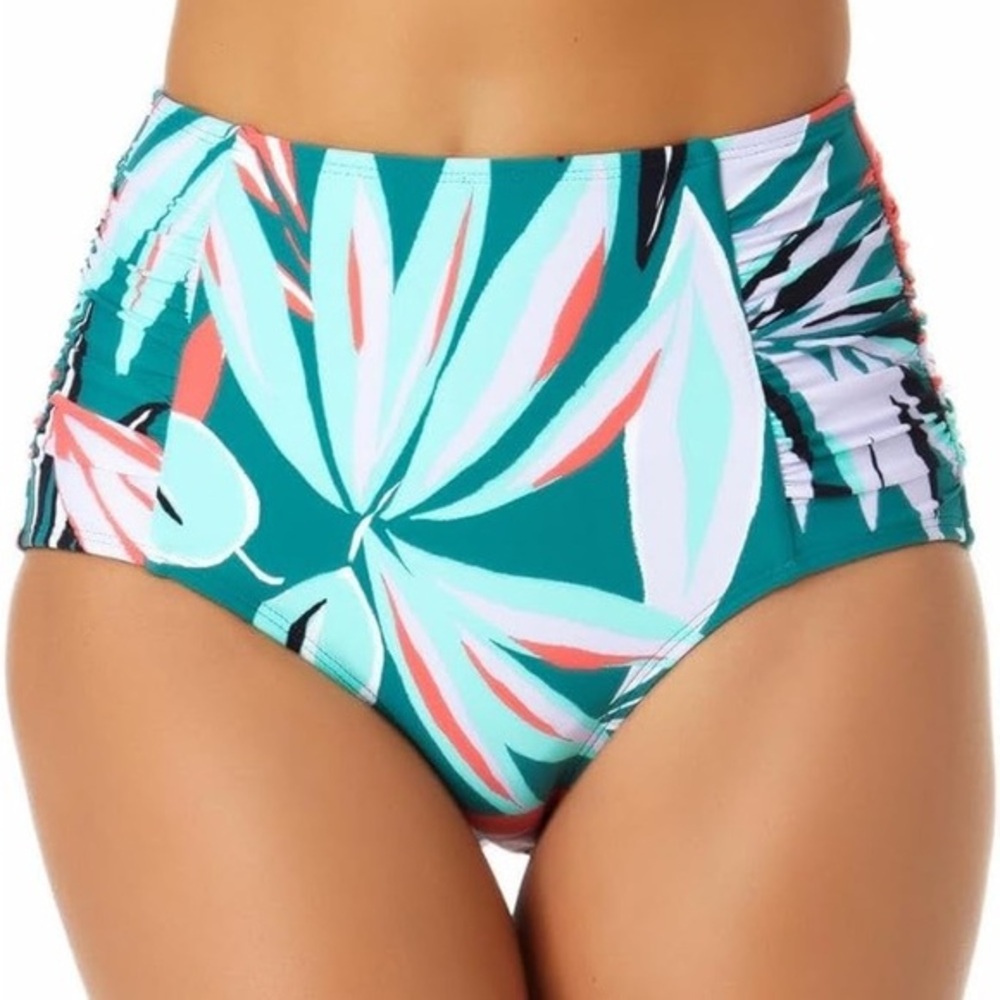 Anne Cole Side Shirred‎ High-Waist Tummy Control Bottoms NWT